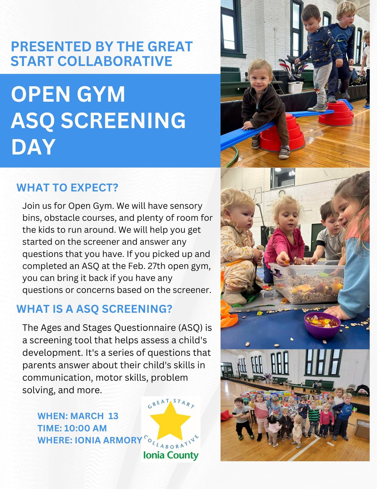 Open Gym ASQ Screening 