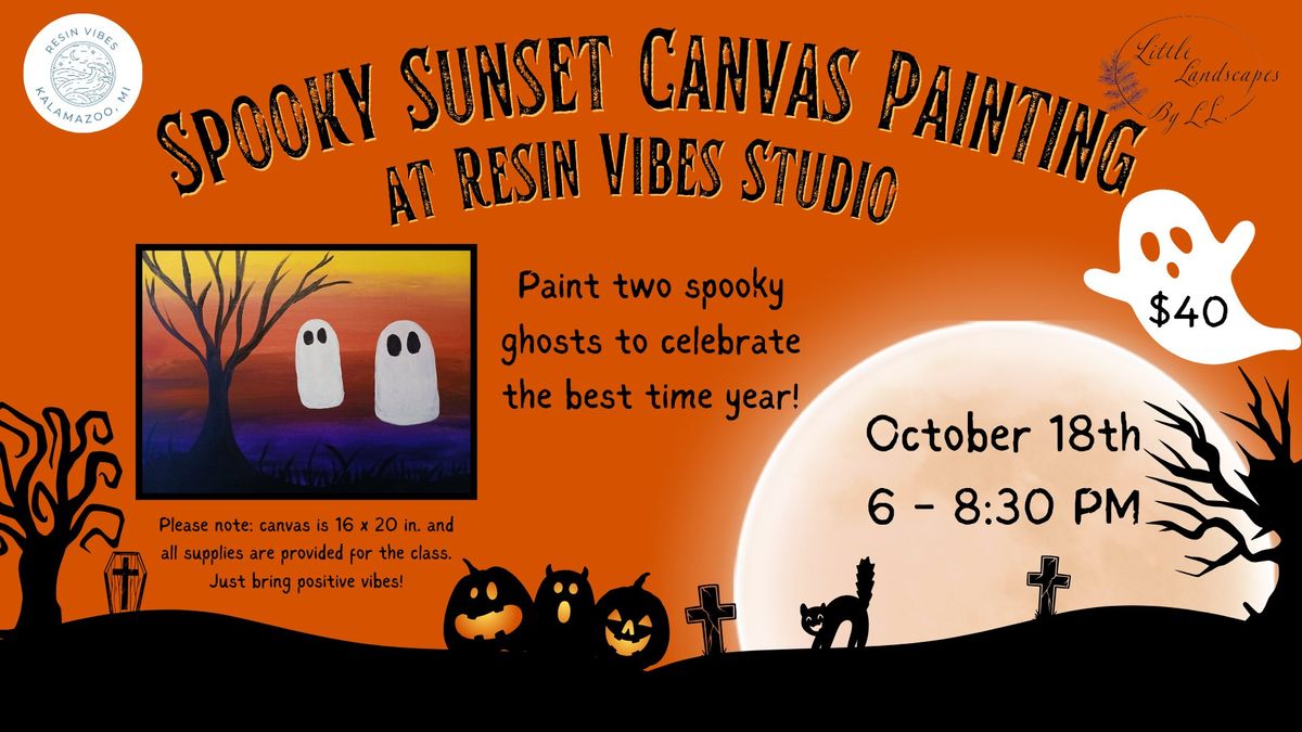 Spooky Sunset Canvas Painting at resin Vibes Studio!