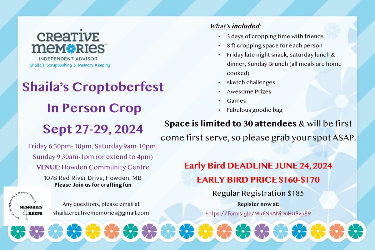 Shaila\u2019s Croptoberfest  In Person Crop Sept 27-29, 2024