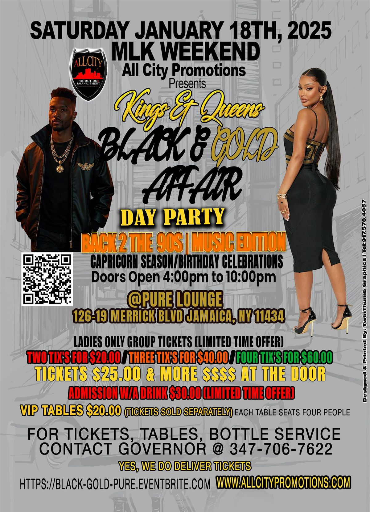 SATURDAY JANUARY 18th, MLK Wknd BLACK & GOLD - DAY PARTY @ Pure Lounge