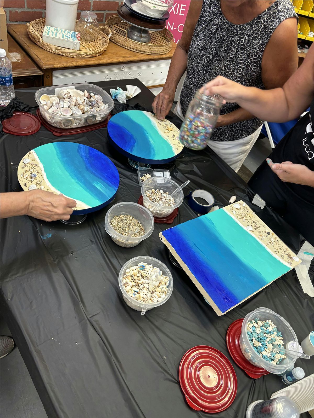 Ocean Resin Art on Wood Canvas