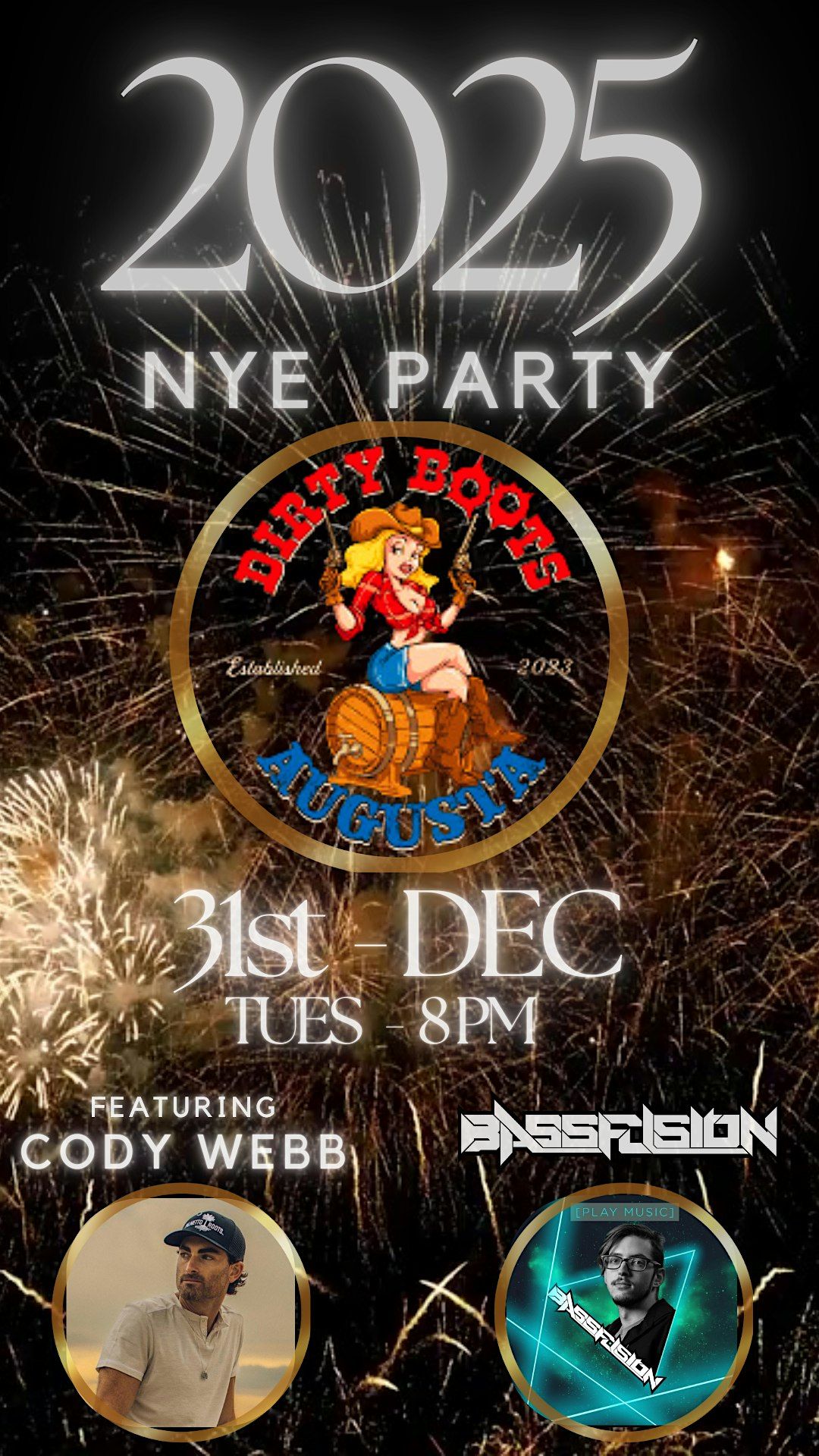 NEW YEARS EVE PARTY AT DIRTY BOOTS LIVE WITH CODY WEBB