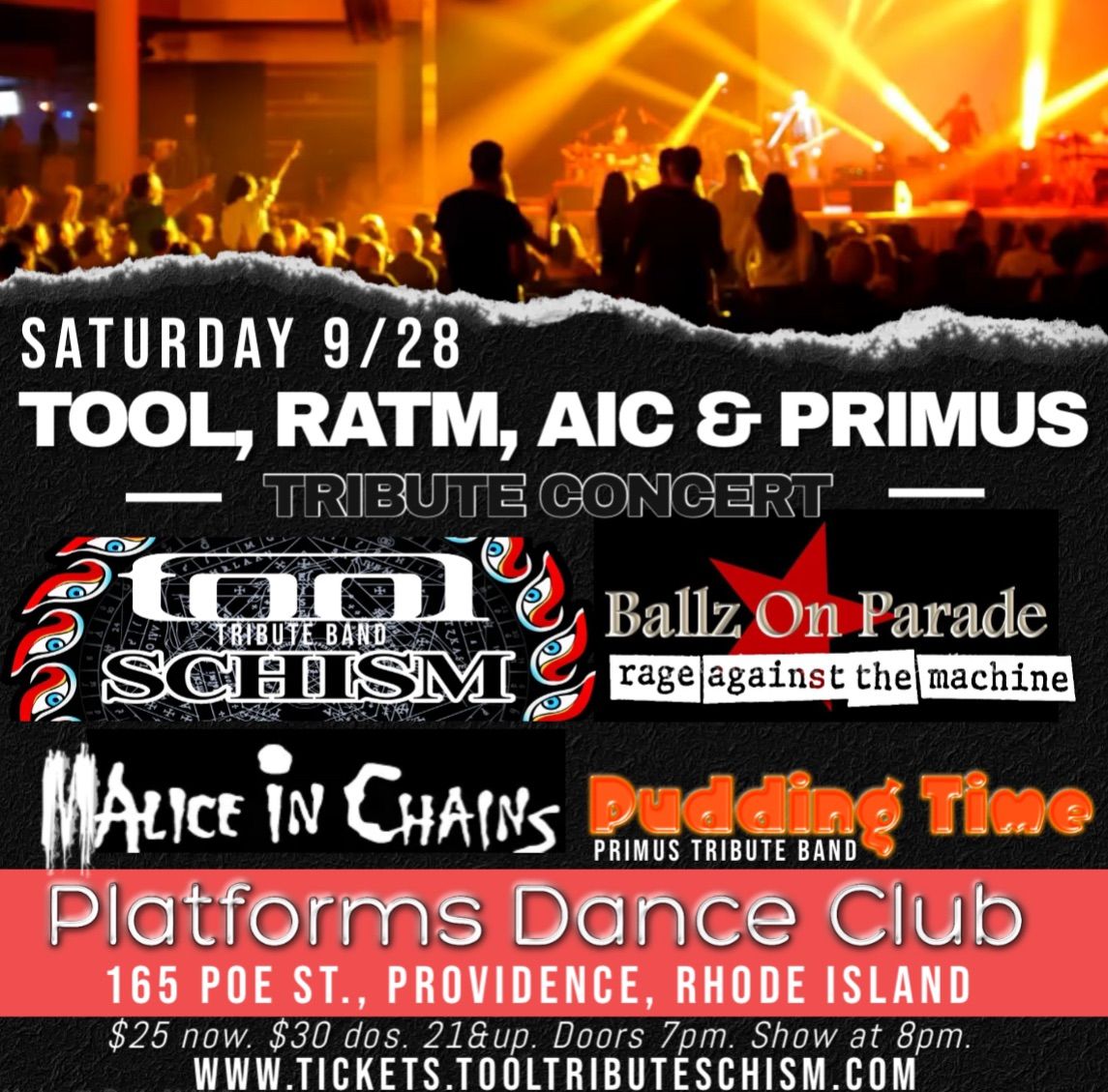 9\/28 Tool tribute Schism at Platforms Dance Club in Providence, RI w\/ RATM, AIC & Primus tributes