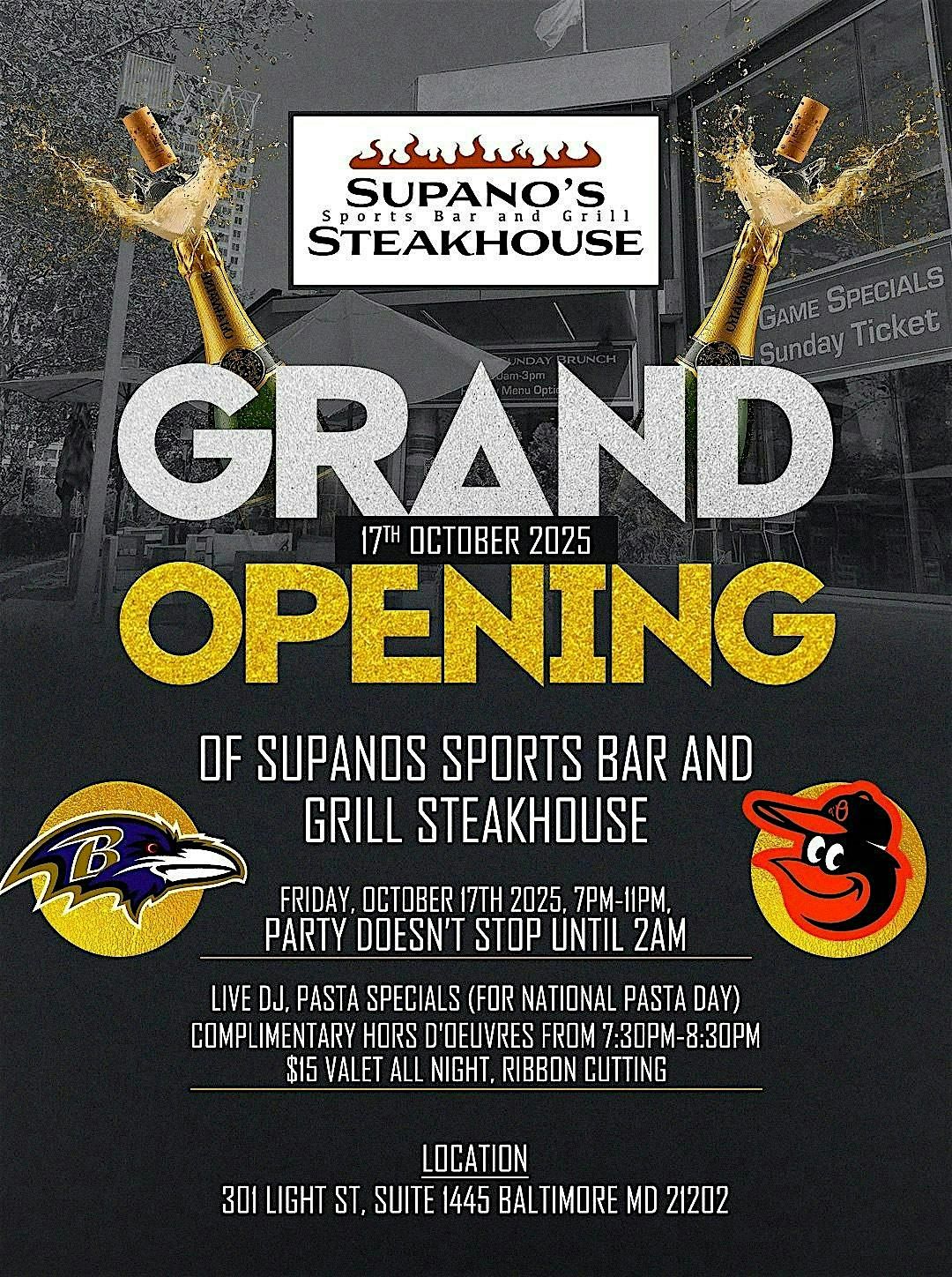 Supanos Sports Bar & Grill Grand Opening \u2013 Inner Harbor Launch Party