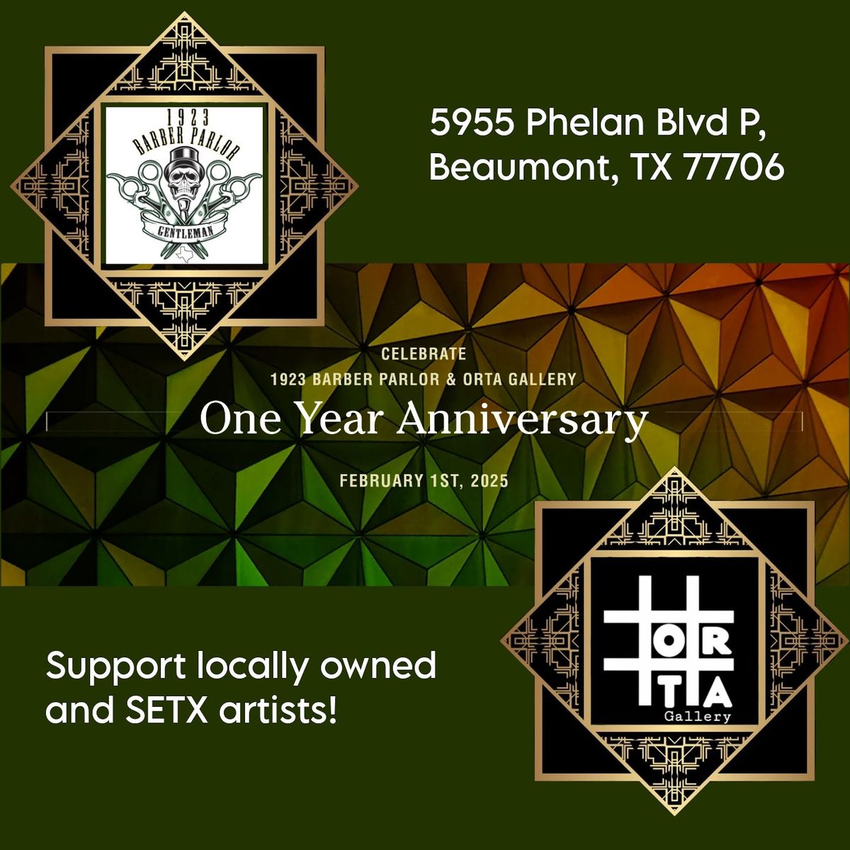 One Year Celebrating 1923 Barber Parlor & Orta Gallery 