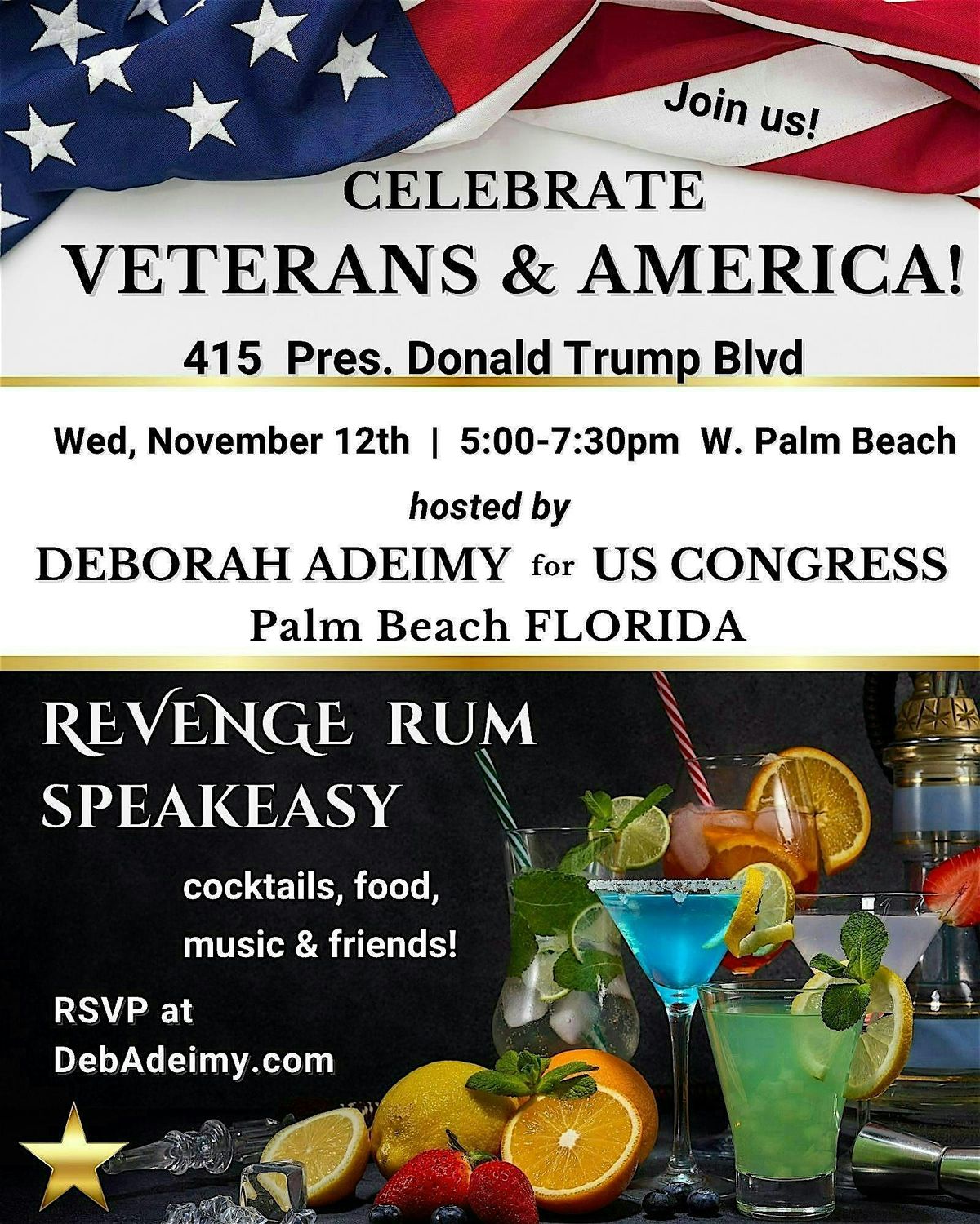 Celebrate Veterans & America! Join Deborah Adeimy and meet new friends