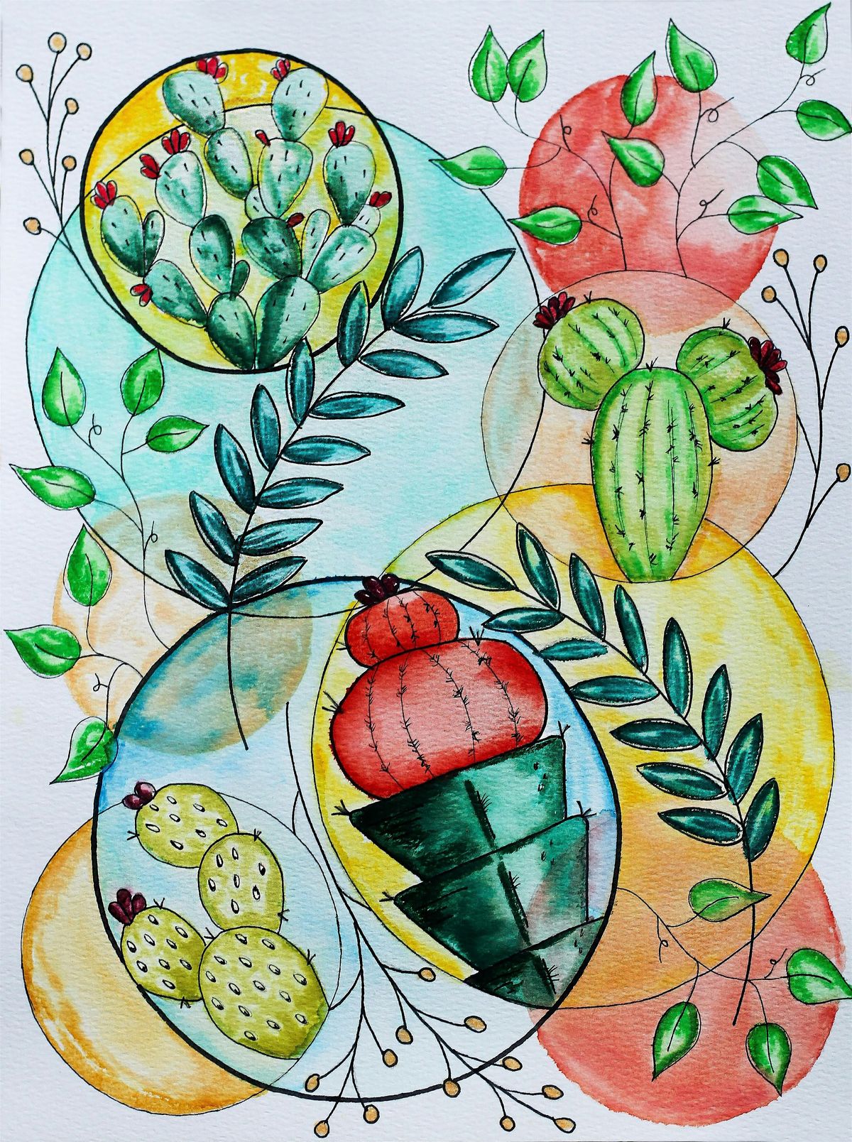 Colorful Cactus Garden Watercolor Painting | Heather Mattioni, instructor