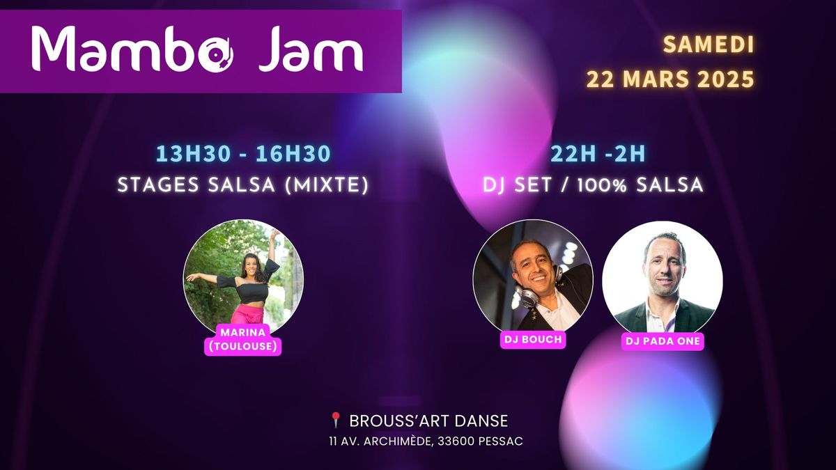 Mambo Jam (Mars) \u2013 3h de stages salsa avec Marina + Soir\u00e9e 100% Salsa