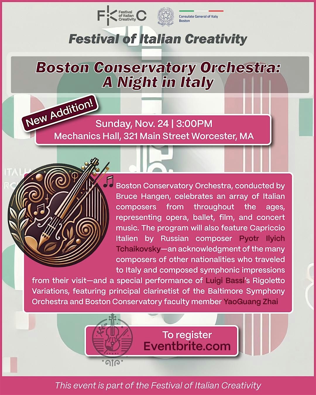 Boston Conservatory Orchestra: \u0003A Night in Italy