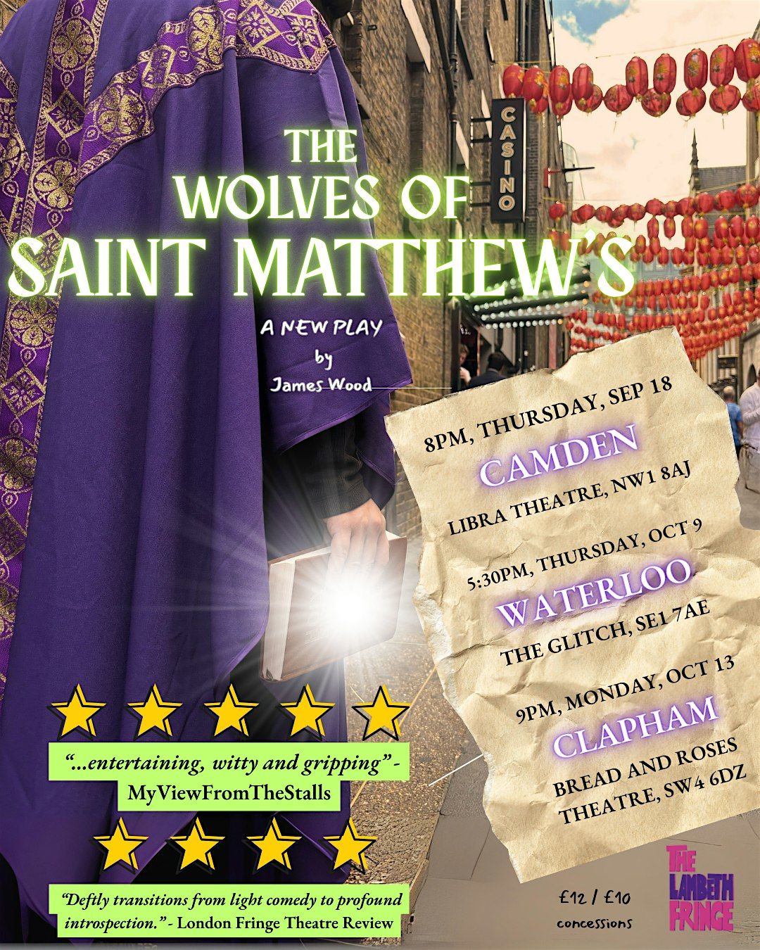 The Wolves of Saint Matthew's at THE LIBRA THEATRE, CAMDEN NW1 8AJ