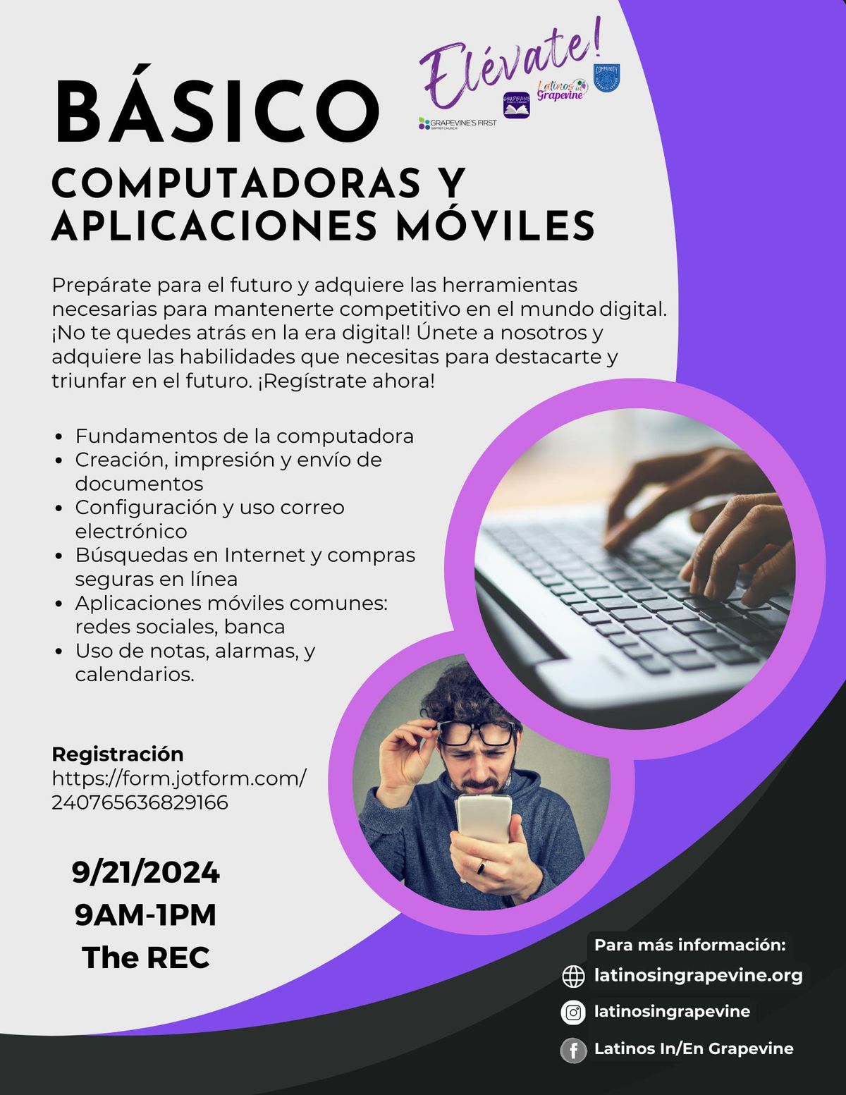 El\u00e9vate Presencial: Taller de Computadora, Aplicaciones M\u00f3viles y Redes Sociales