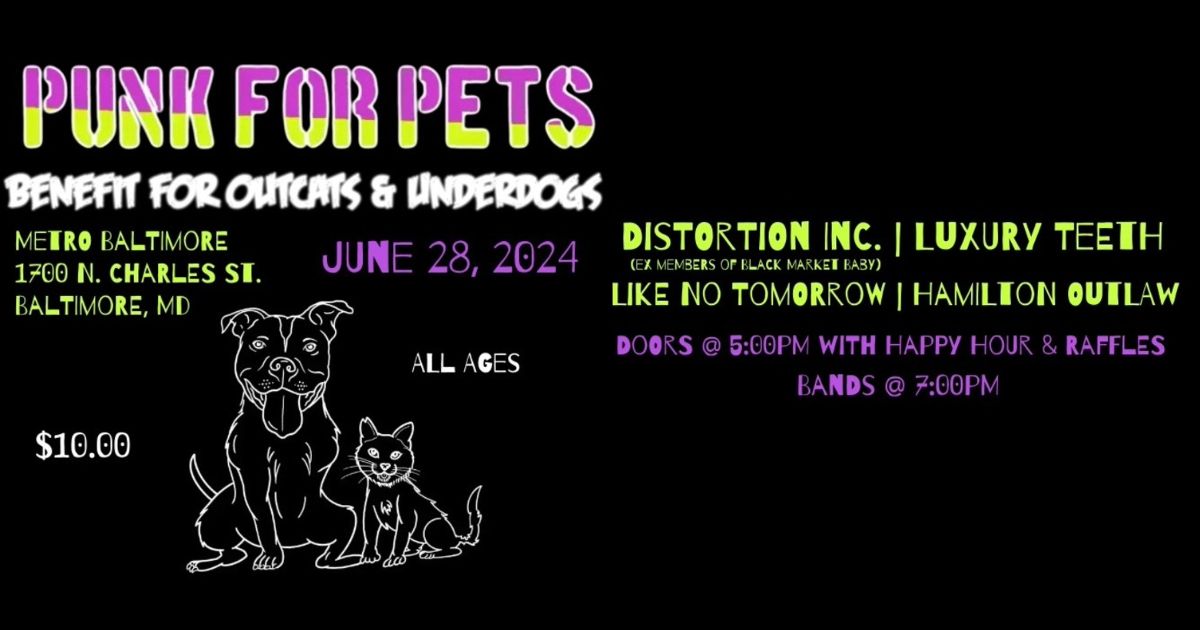 PUNK FOR PETS - A Benefit for Outcats and Underdogs @ Metro Baltimore 