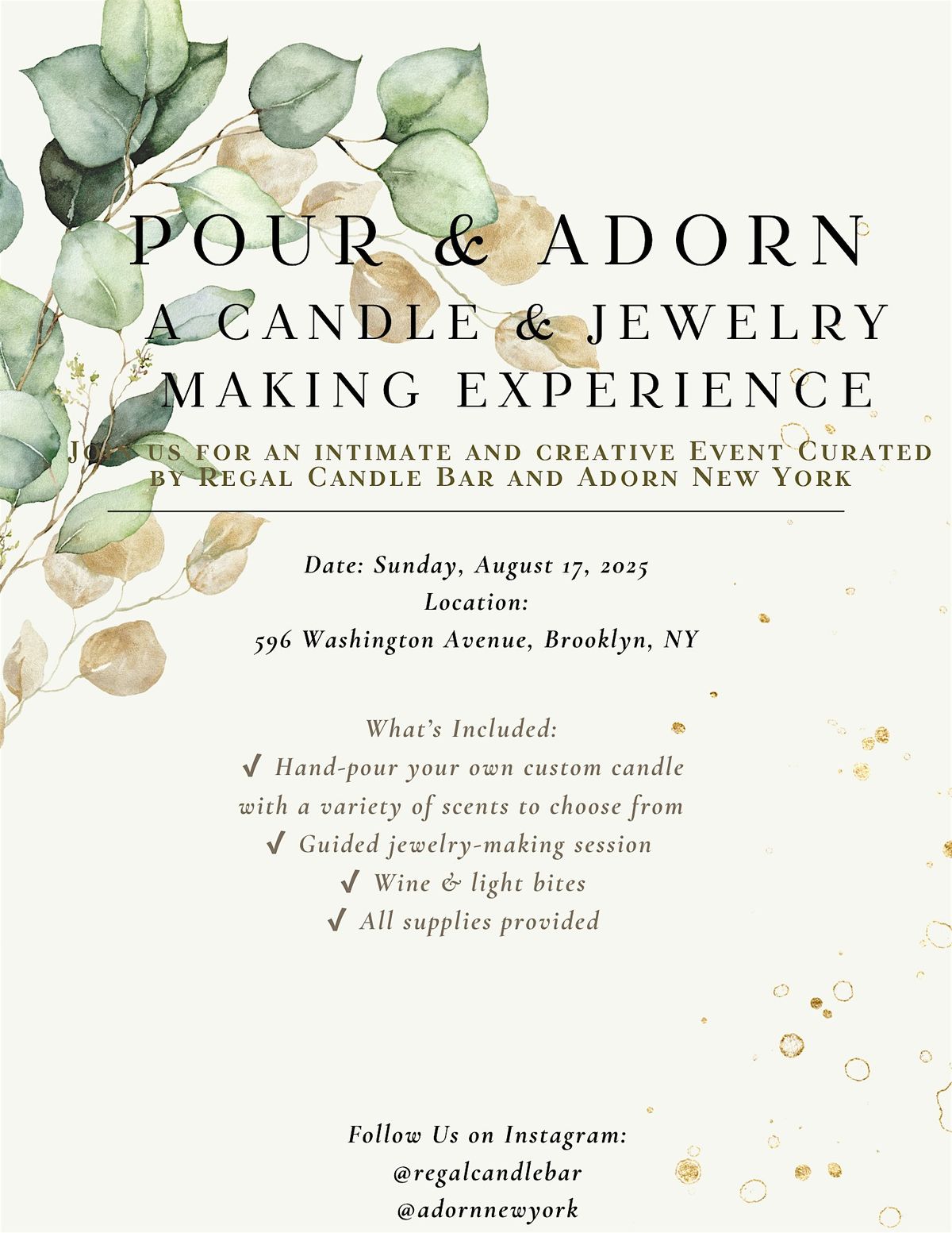 Pour & Adorn: Candle & Jewelry Making Experience