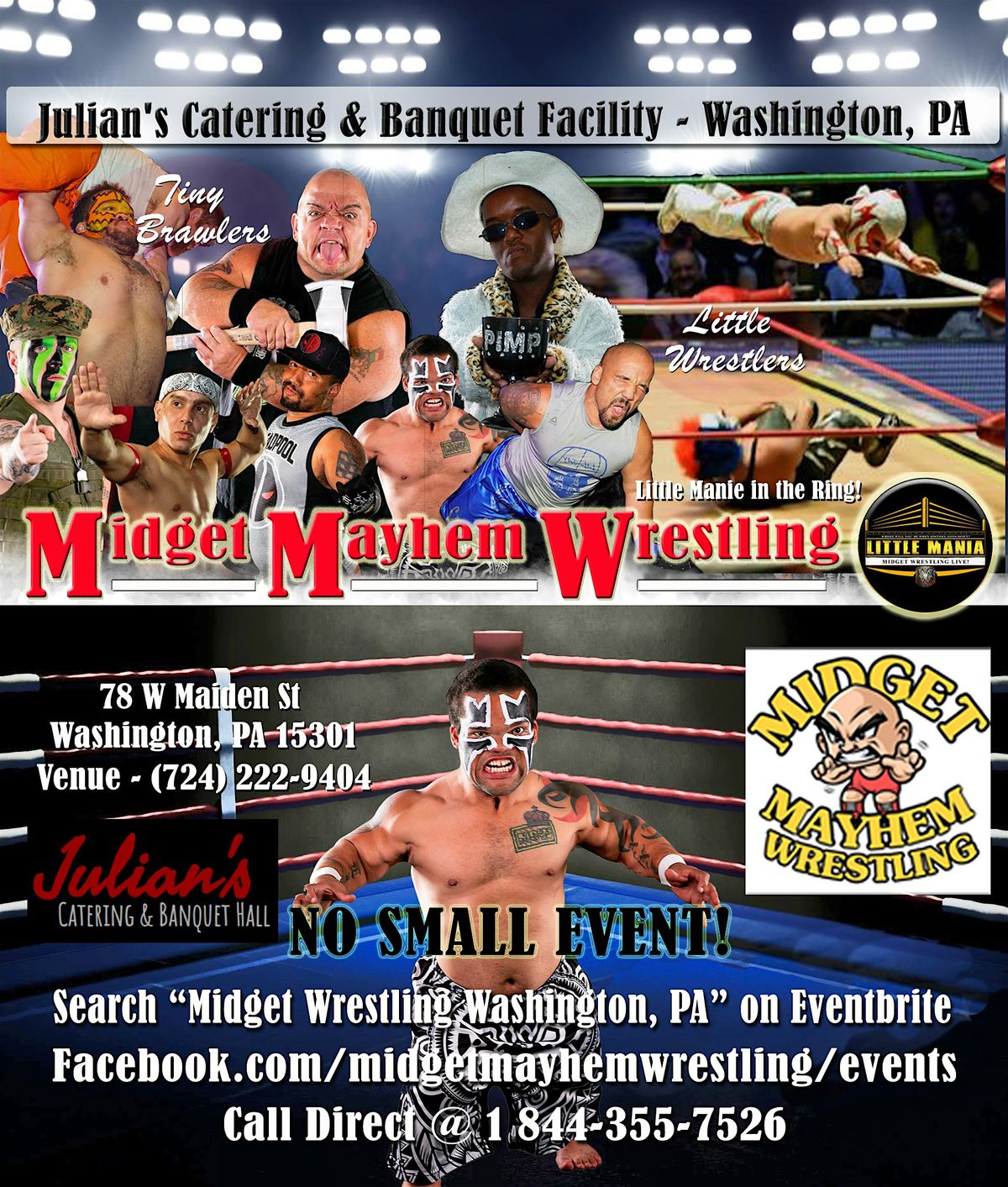 Midget Mayhem Wrestling Rips Through the Ring! Washington PA 21+