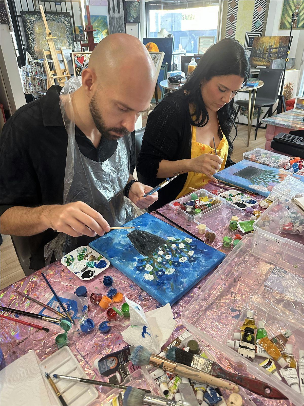 PAINT and SIP. Art Cafe in LA. Paint&Sip Night at AzziArt Gallery.SPECIAL