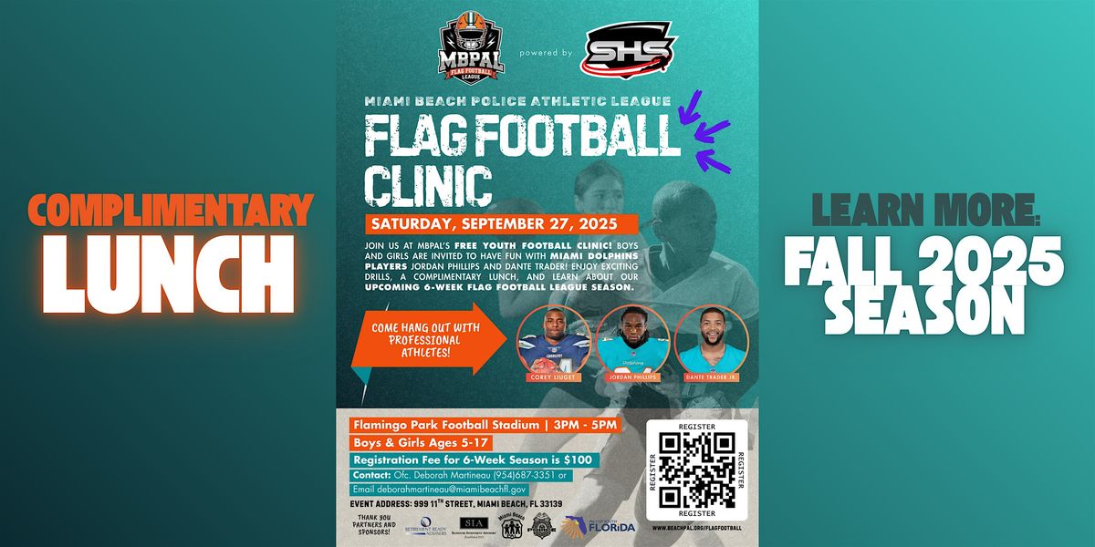 Miami Beach PAL Flag Football Clinic w\/ Miami Dolphins Players