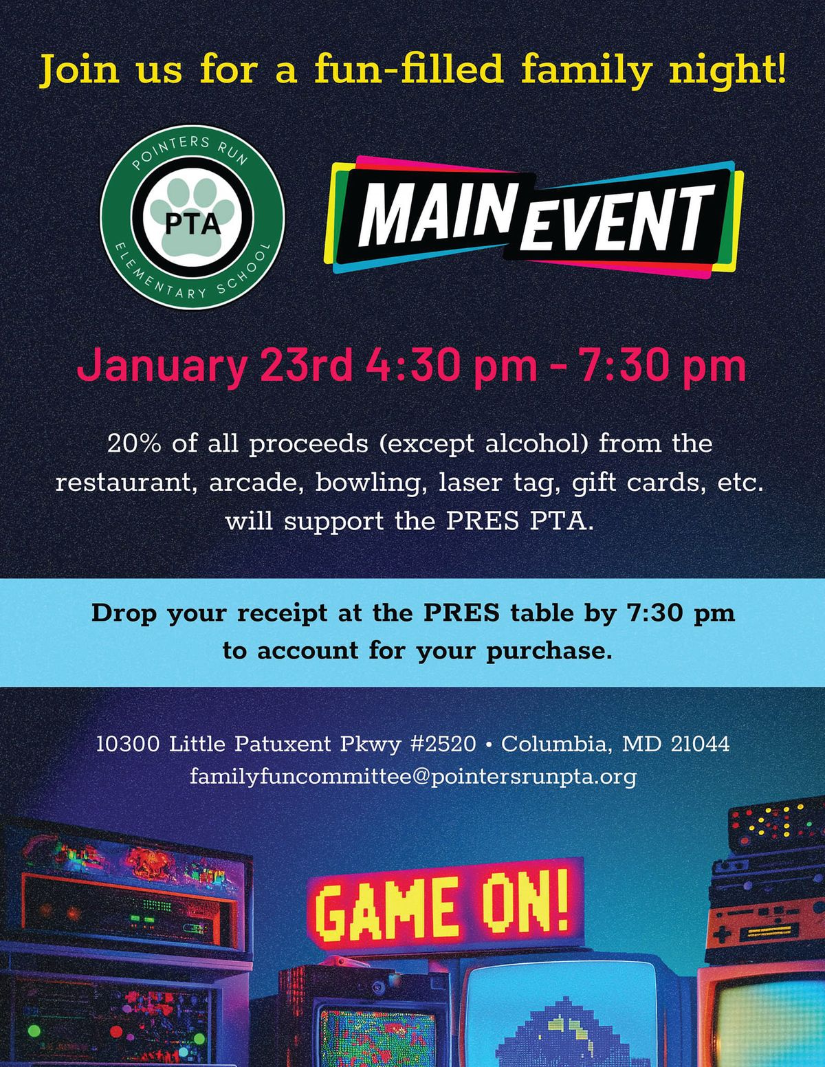 PRES PTA Family Fun Night at Main Event