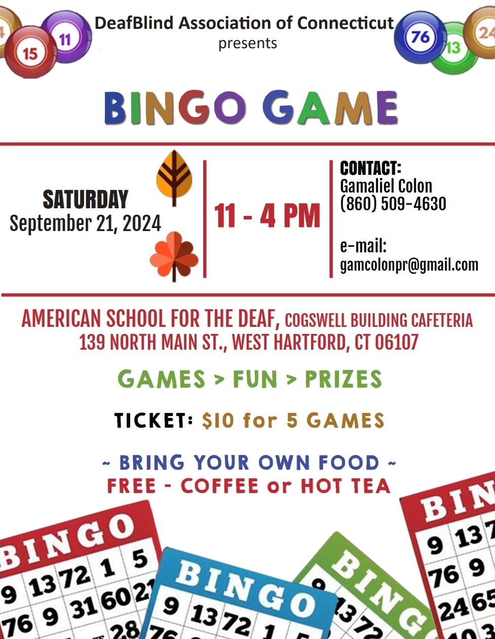 BINGO GAME -Deaf Blind Asociation of Connecticut 