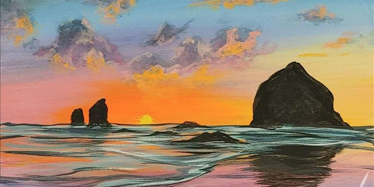 Sunset Skies Over the Peaceful Ocean - Paint and Sip by Classpop!\u2122