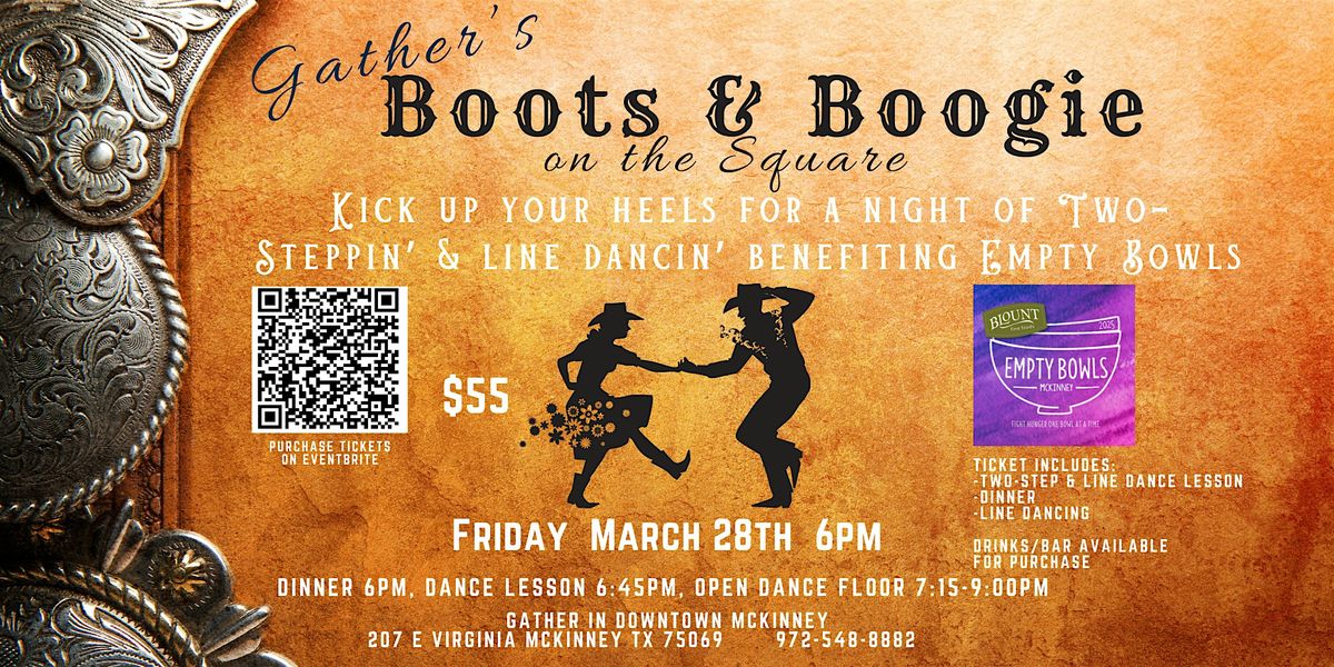 Gather's Boots and Boogie on the Square! Benefiting Empty Bowls