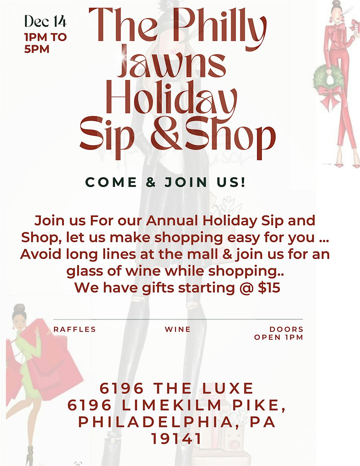 The PHILLY JAWNS HOLIDAY SIP AND SHOP