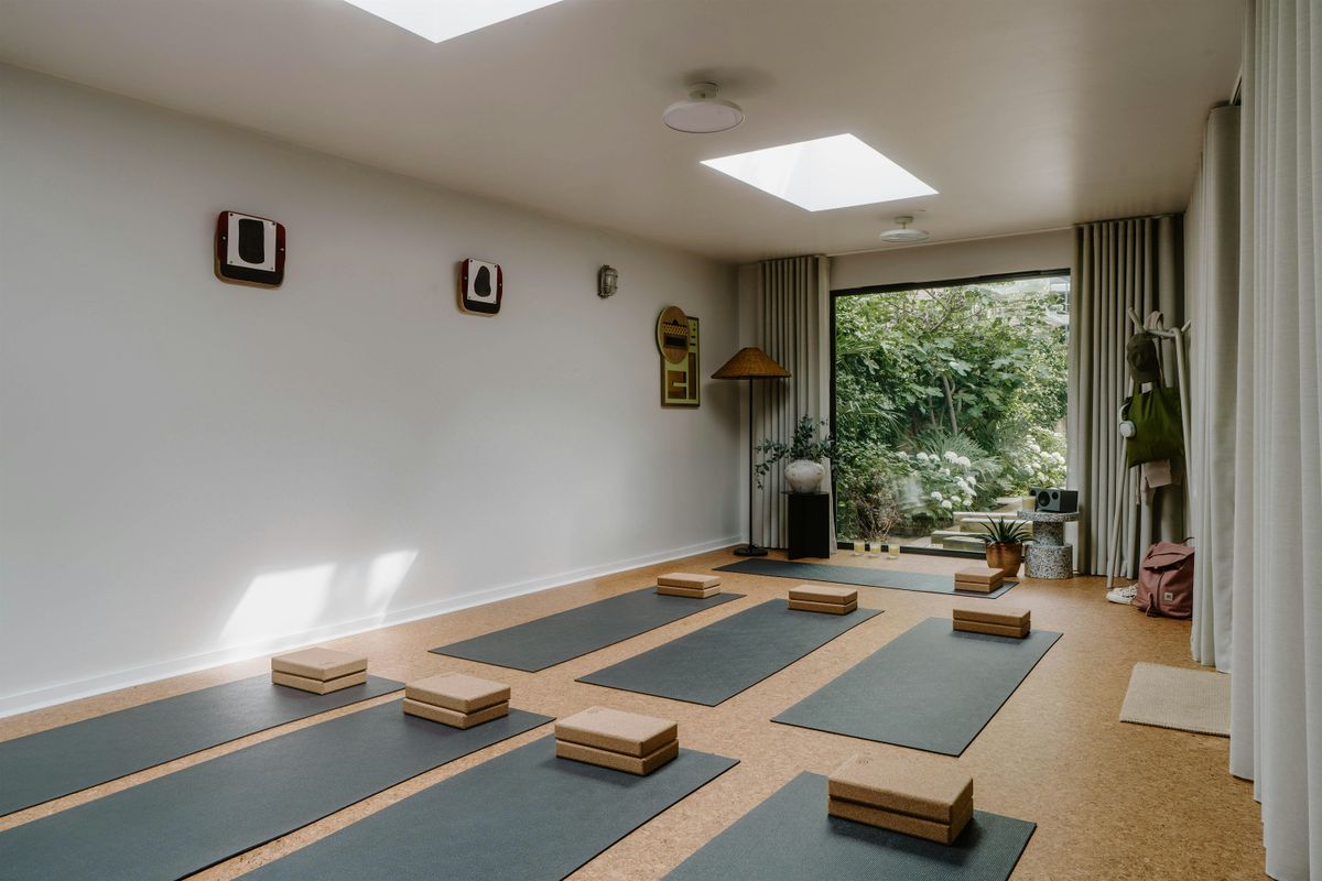 Morning yoga in our garden pavilion