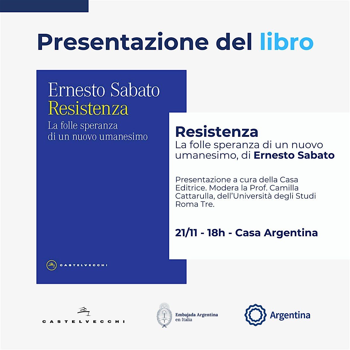 Presentazione del libro Resistenza, di Ernesto Sabato