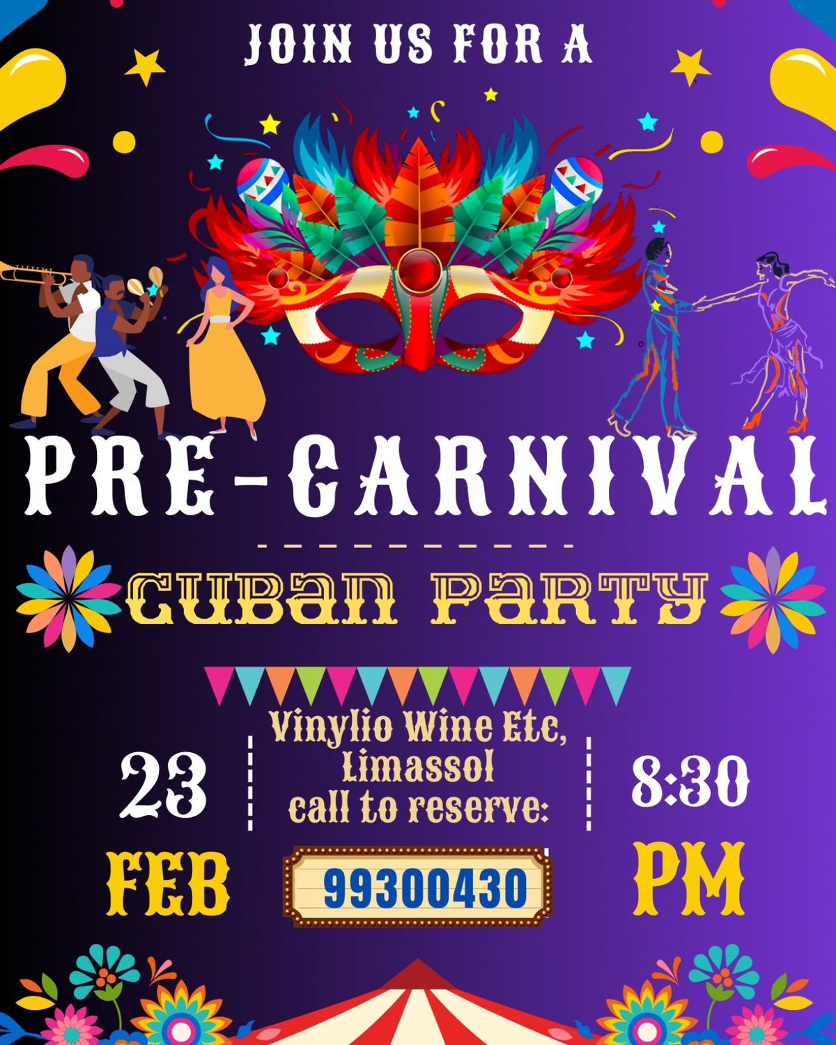 Pre-Carnival Cuban Party at VINYLIO WINE Etc