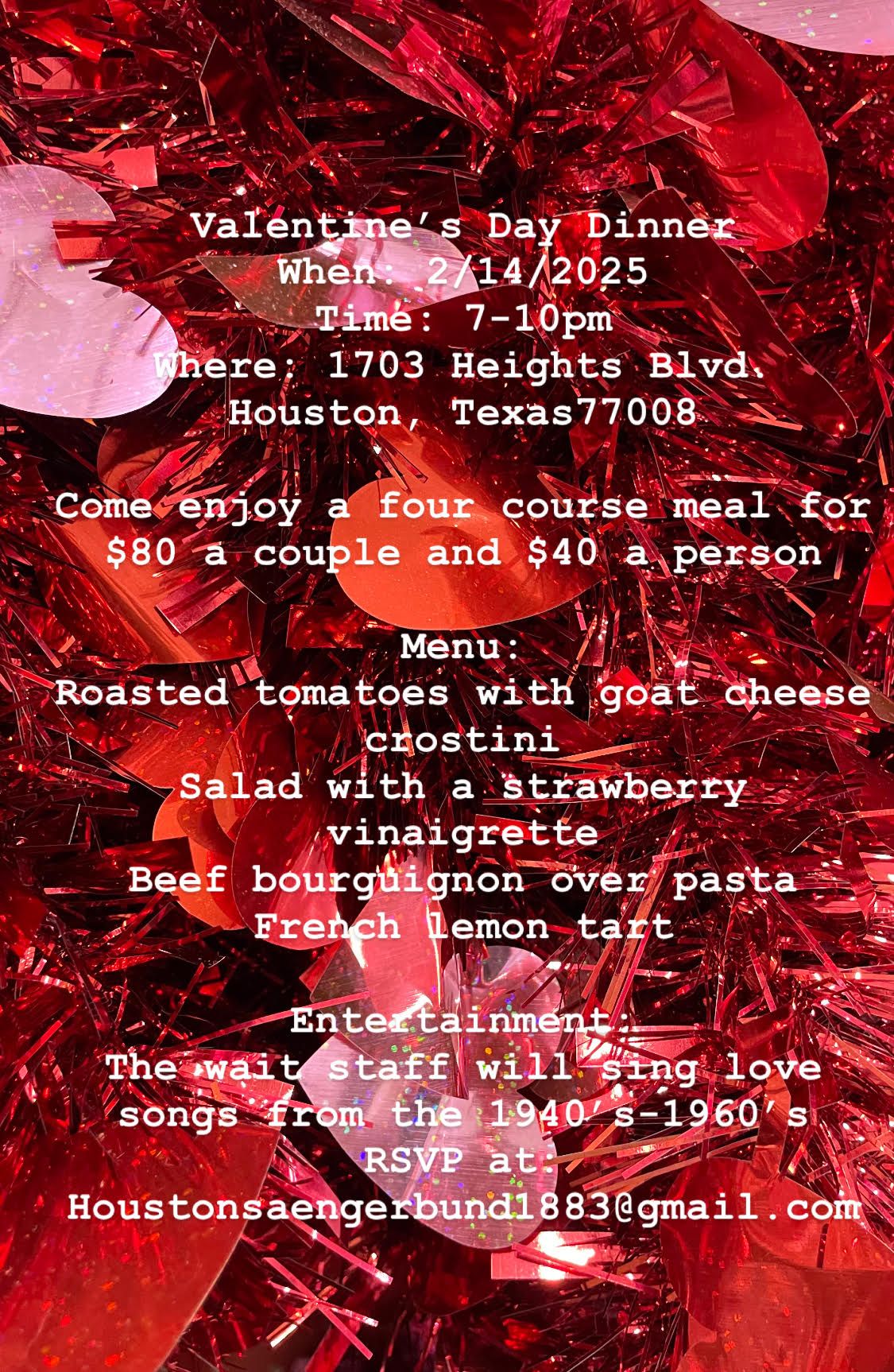 Valentine's Day Pop up dinner