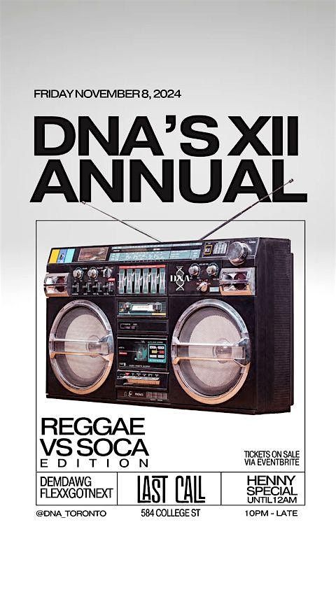 DNA'S XII ANNUAL (Reggae Vs. Soca Edition)