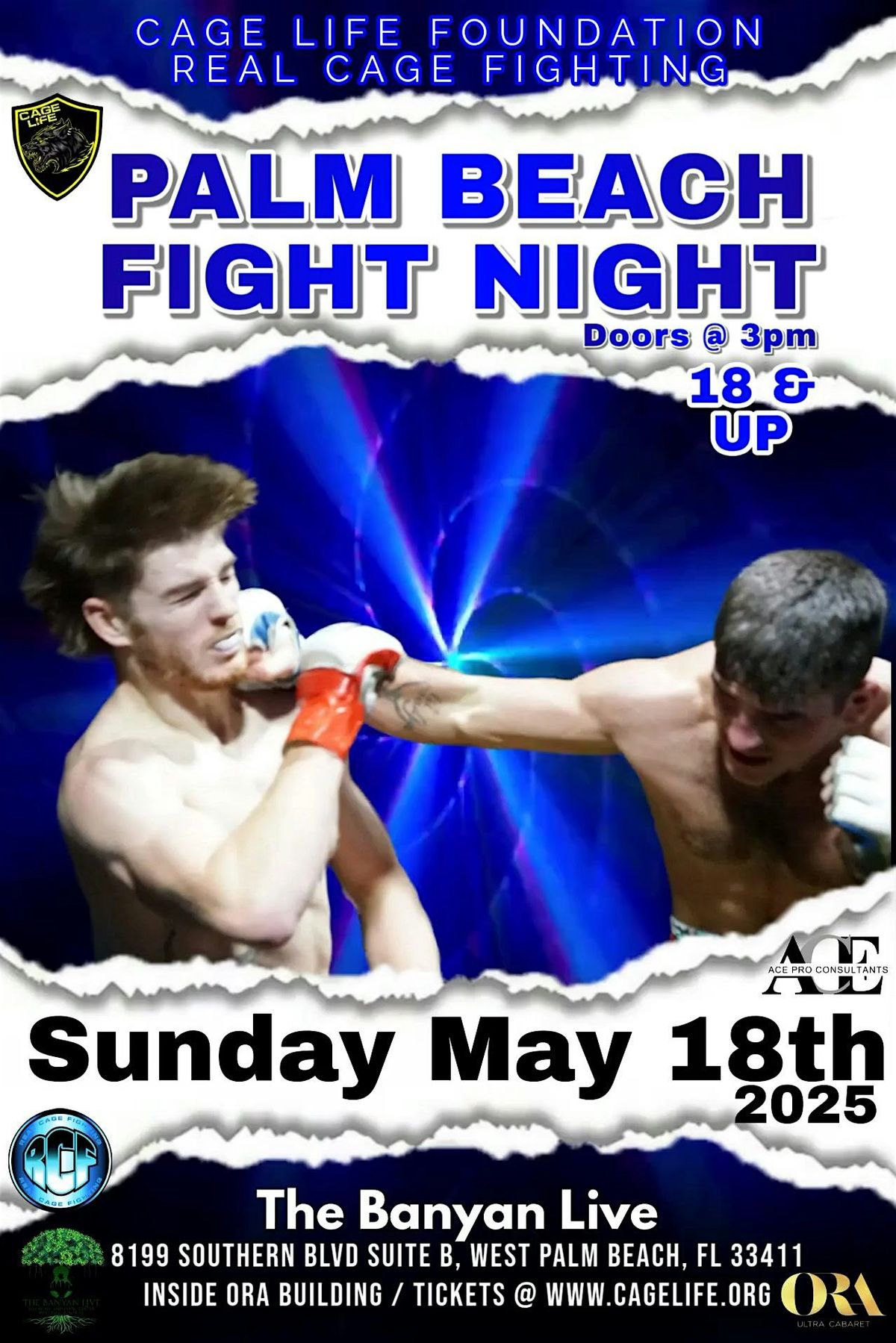 PALM BEACH FIGHT NIGHT - BANYAN LIVE! -18 YRS and OLDER ONLY -MAY 18th 2025