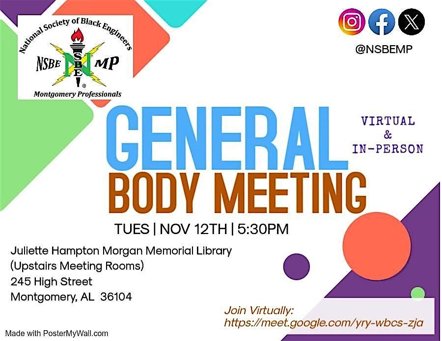 NSBE-Montgomery: General Body Meeting (November 2024)