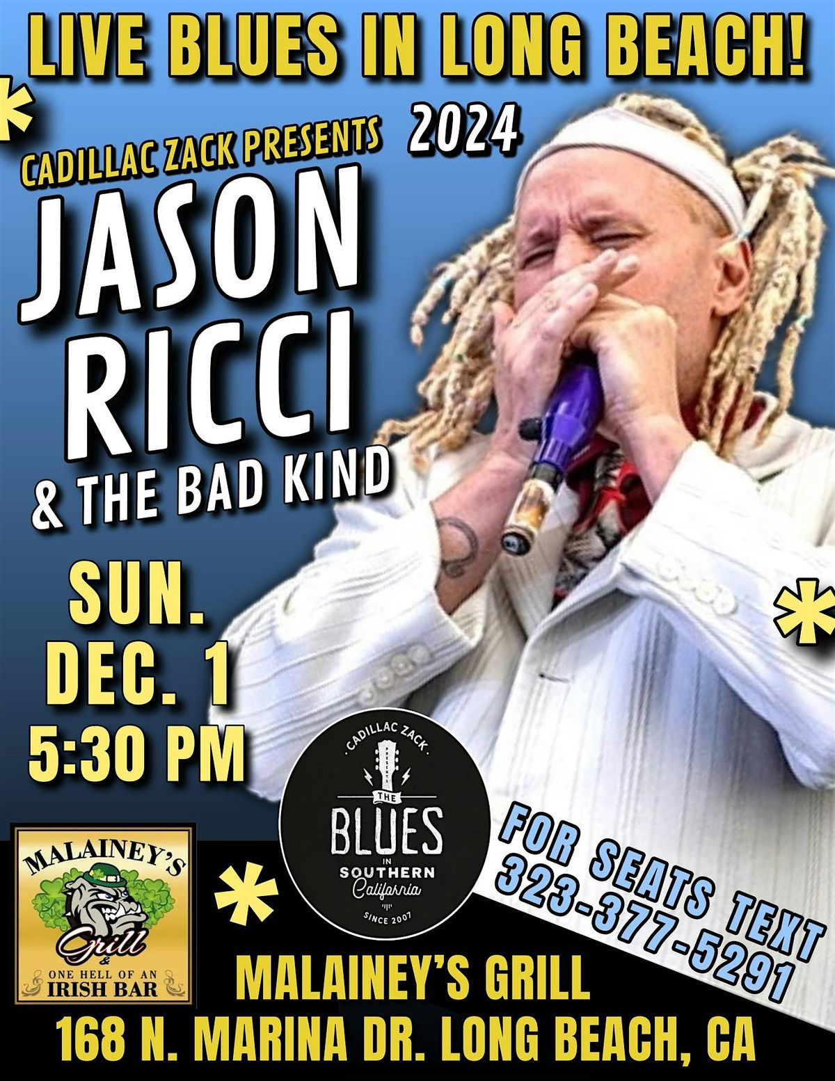 JASON RICCI & THE BAD KIND - Blues Harmonica Legend - in Long Beach!