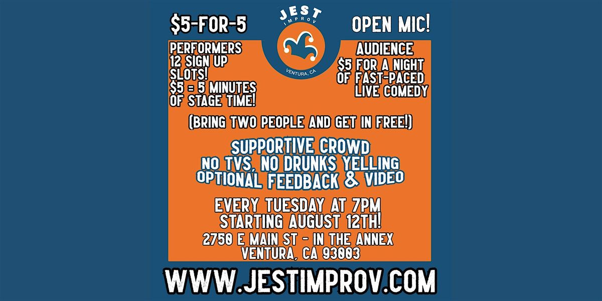 Jest Improv's Weekly Open Mic!