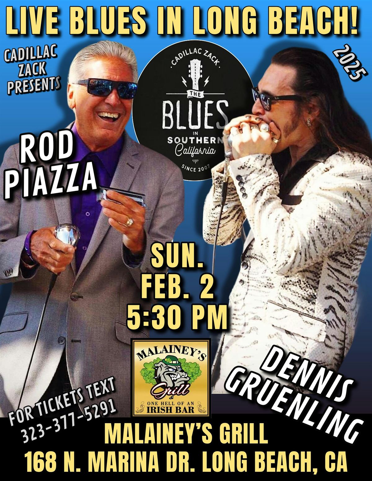 ROD PIAZZA & DENNIS GRUENLING - TWO BLUES HARMONICA TITANS - in Long Beach!