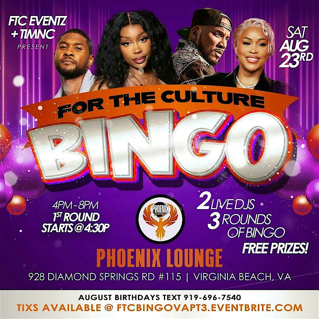 For The Culture Bingo: Hip Hop x RnB Edition( VA Beach)