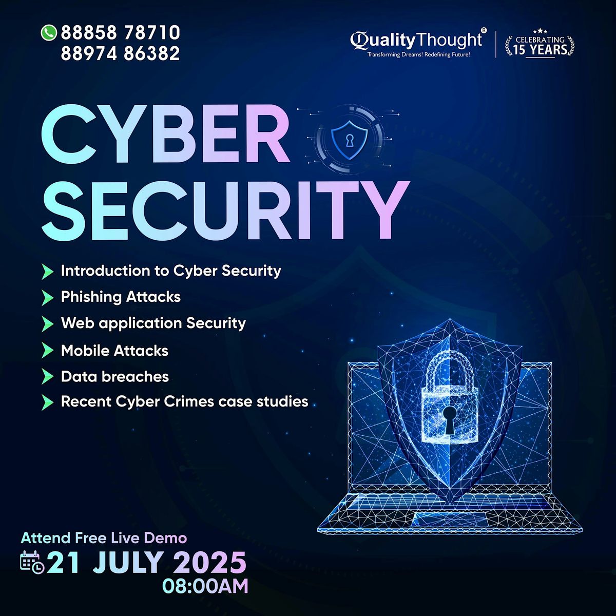 Cybersecurity Live Demo[Online\/Offline]- Quality Thought