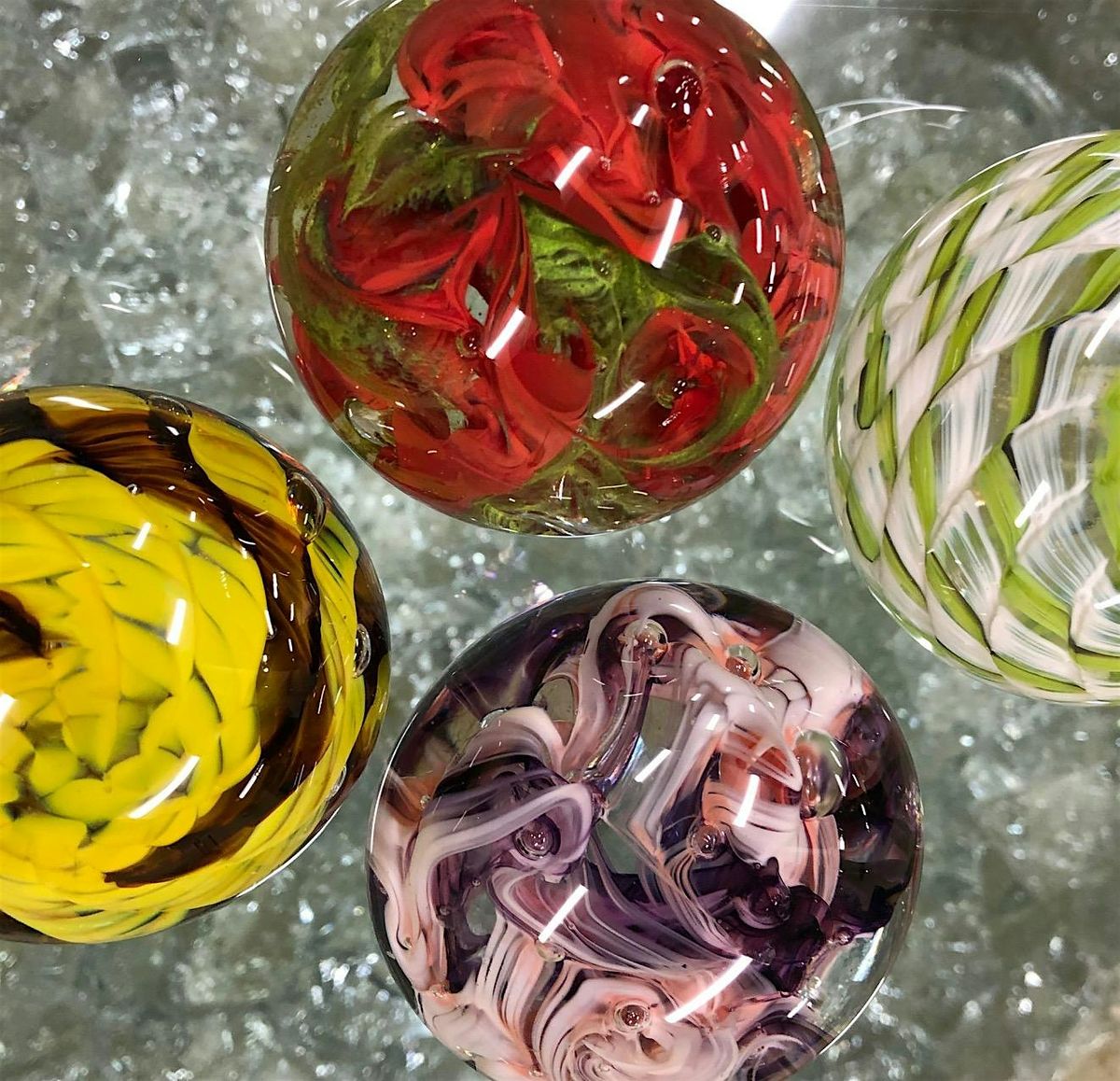 Love the Basics...Round Paperweights with colorful fun interiors!