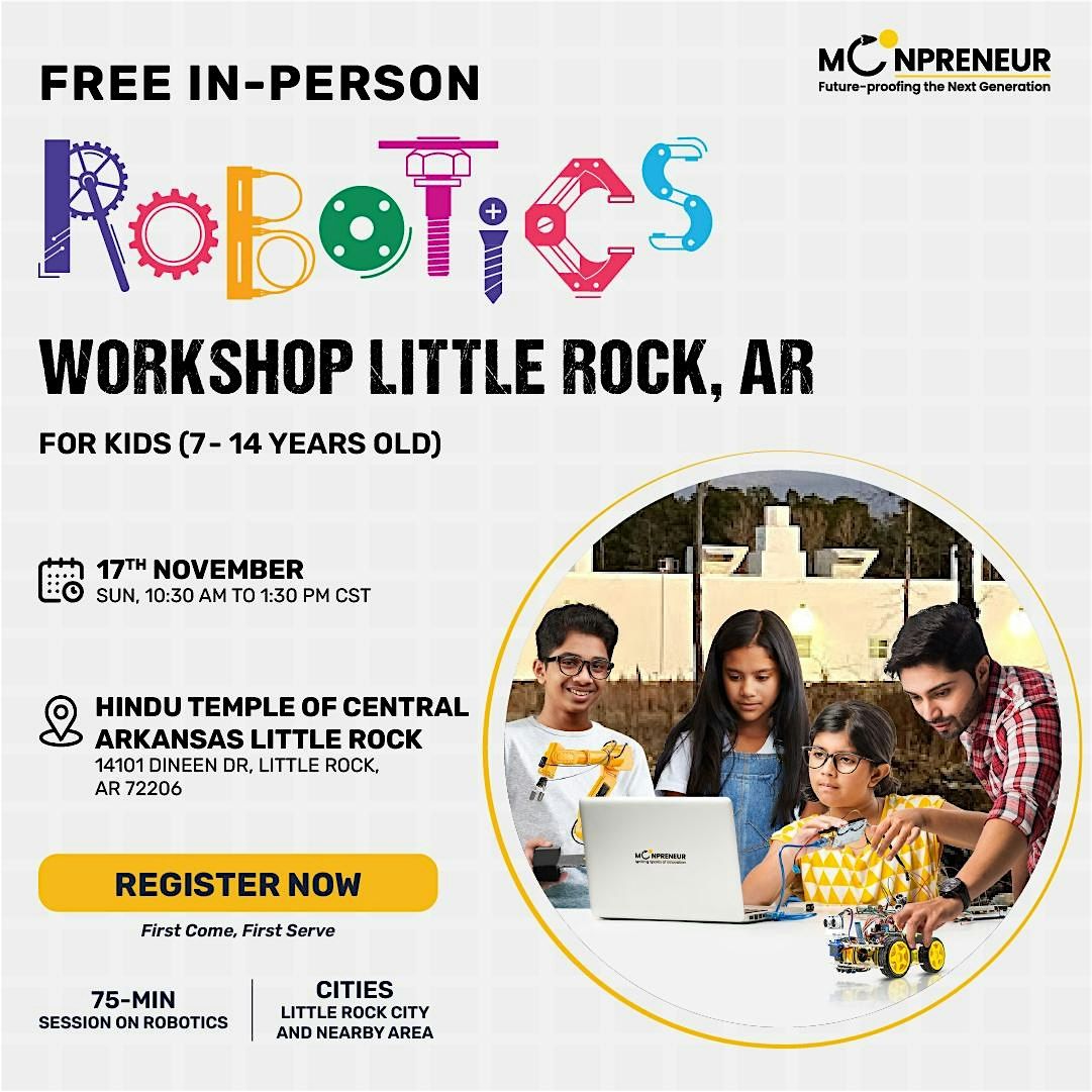 In-Person Robotics Workshop For Kids at Little Rock, AR