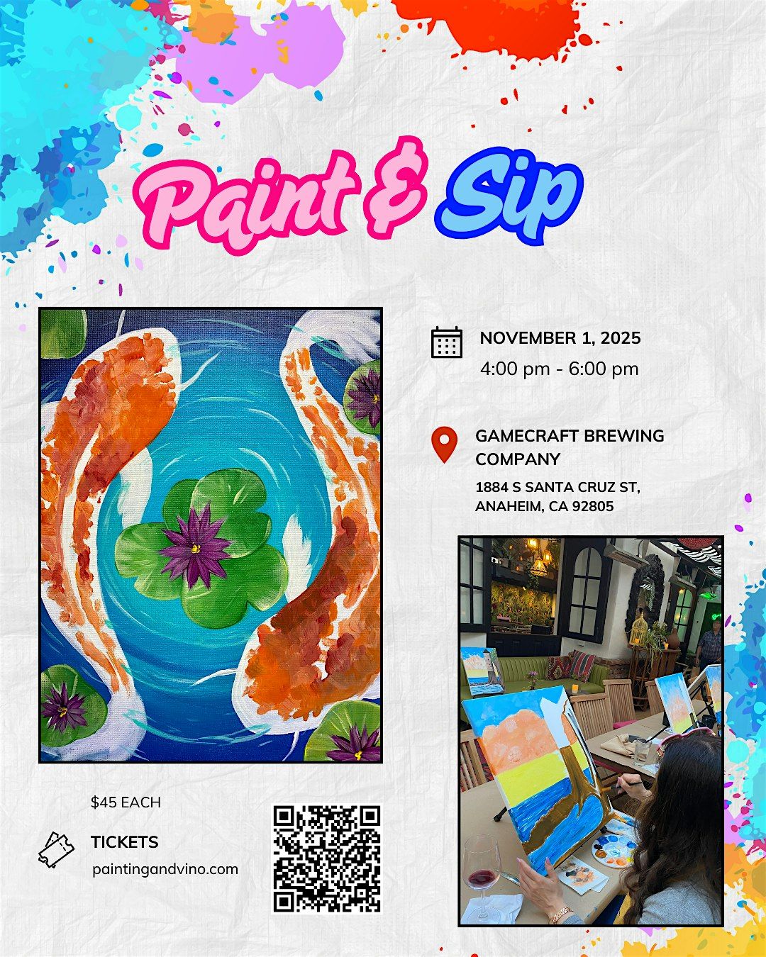 Koi Fish Pond paint and sip in Anaheim!
