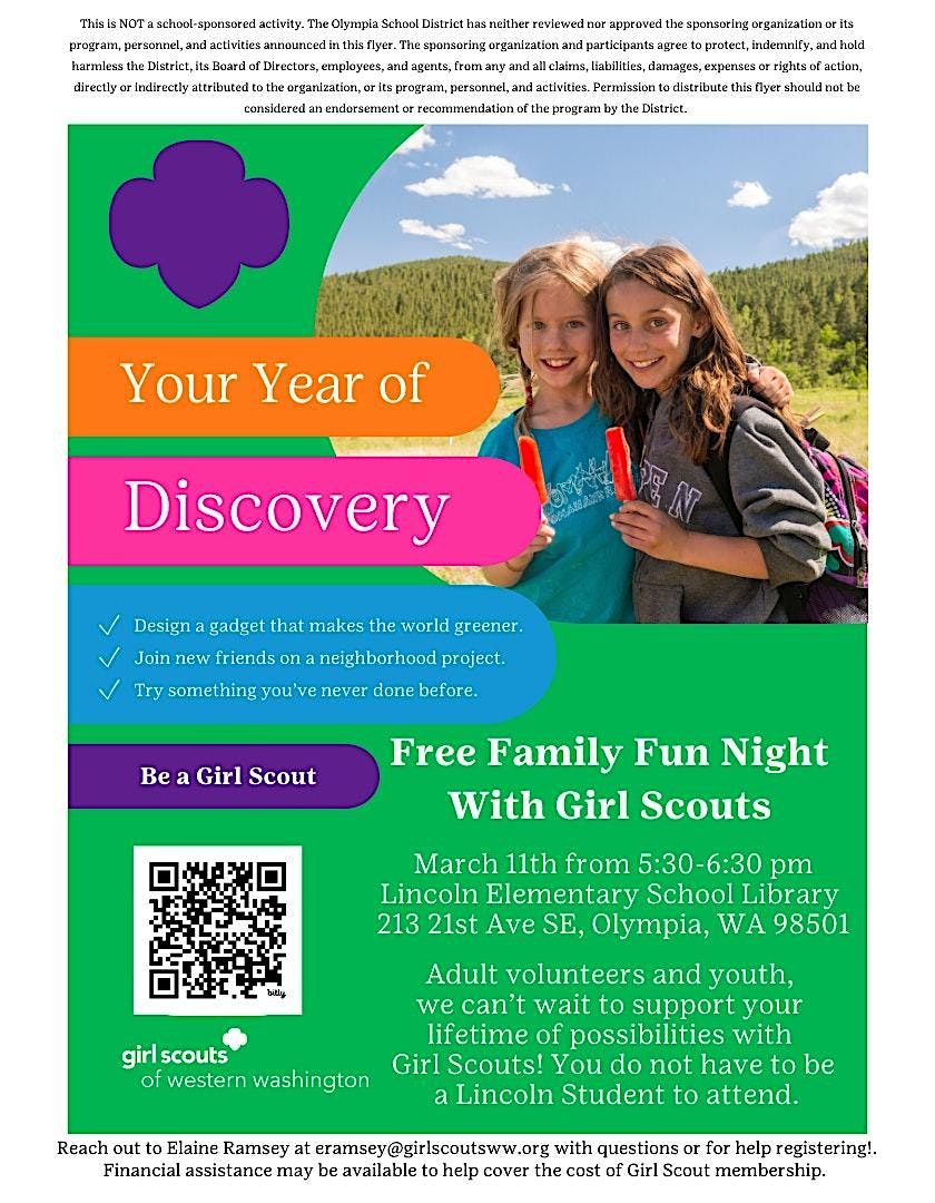 Girl Scout Discover Night Free Family Fun at Lincoln in Olympia!