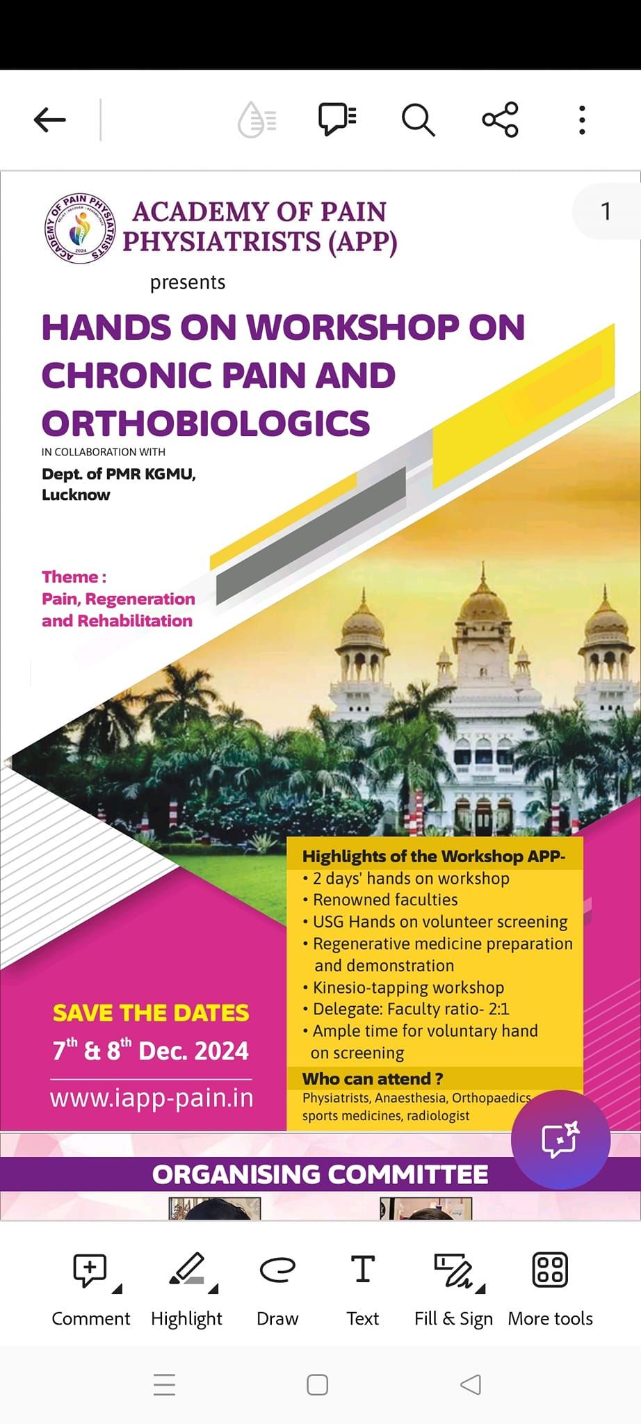 Chronic Pain and Orthobiologics Workshop