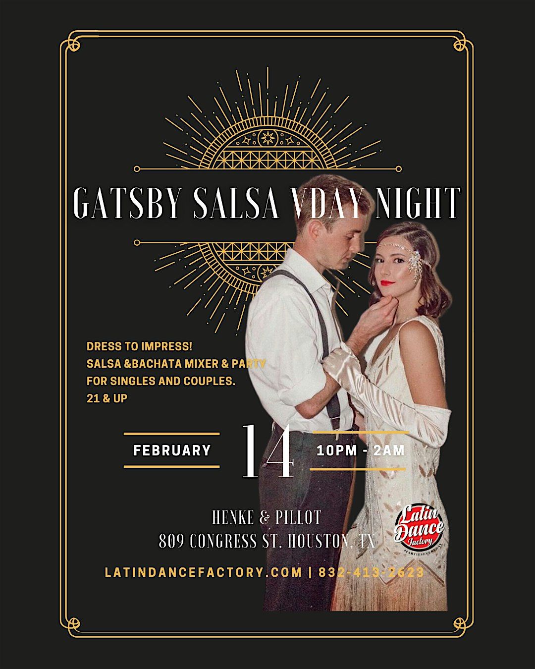 Great Gatsby Salsa Bachata Night. Singles' Mixer. @Chapman 02\/14