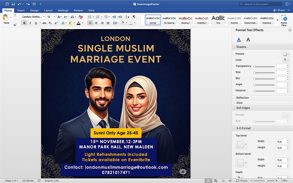 London Single Muslim Marriage Event | Age 25-45 | Saturday 15th November