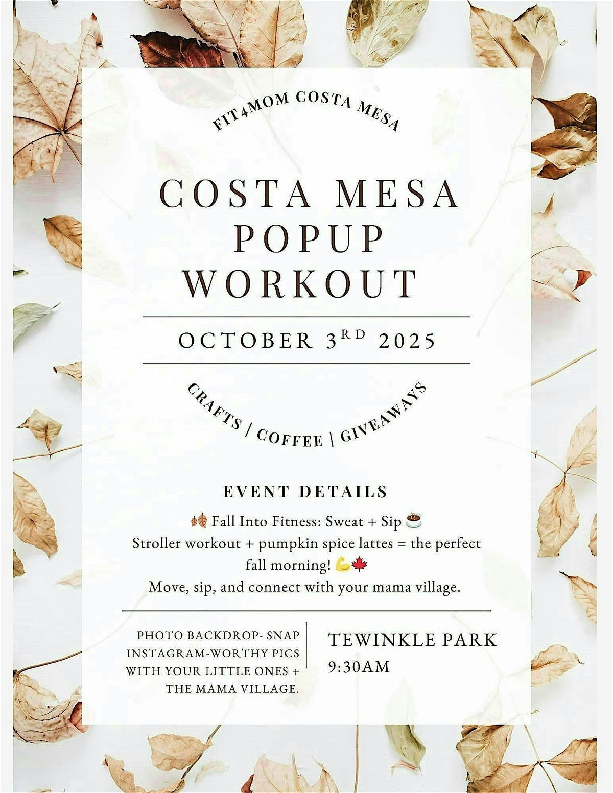 FIT4MOM COSTA MESA POPUP EVENT