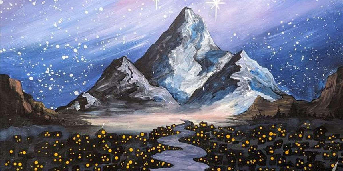 The Glowing Village Below the Mountains - Paint and Sip by Classpop!\u2122