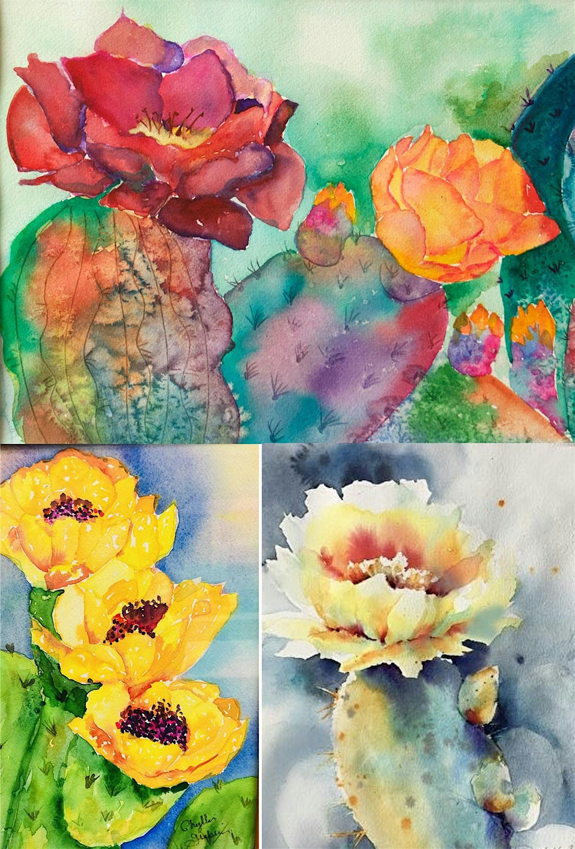 Cactus Flowers  in Watercolors with Phyllis Gubins