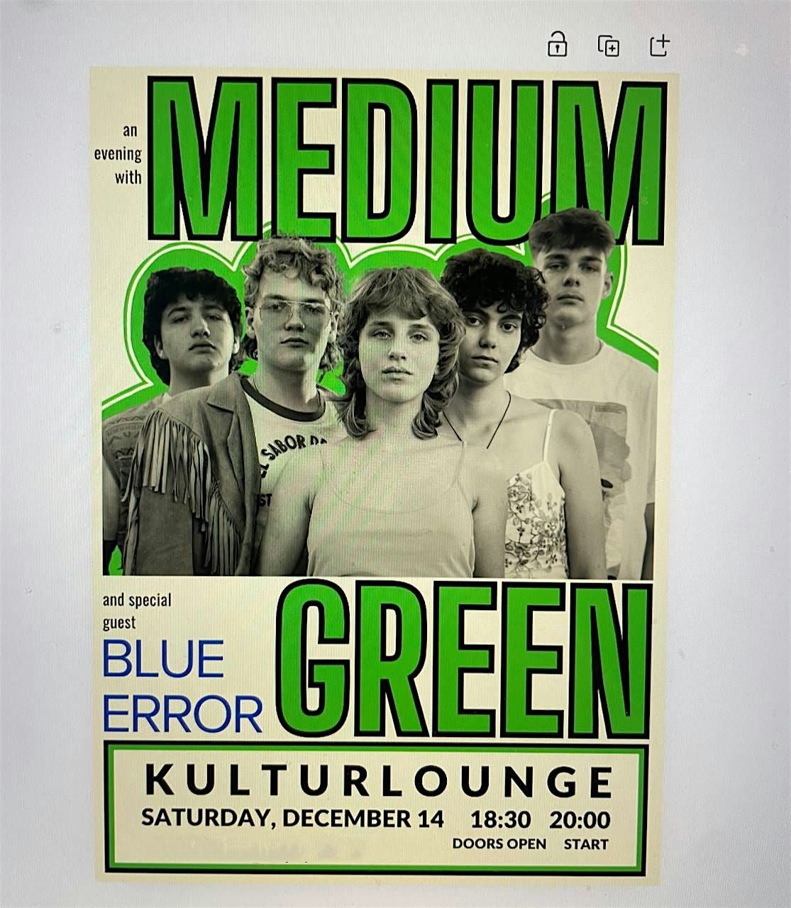 Release-Konzert von Medium Green mit Special Guest Blue Error