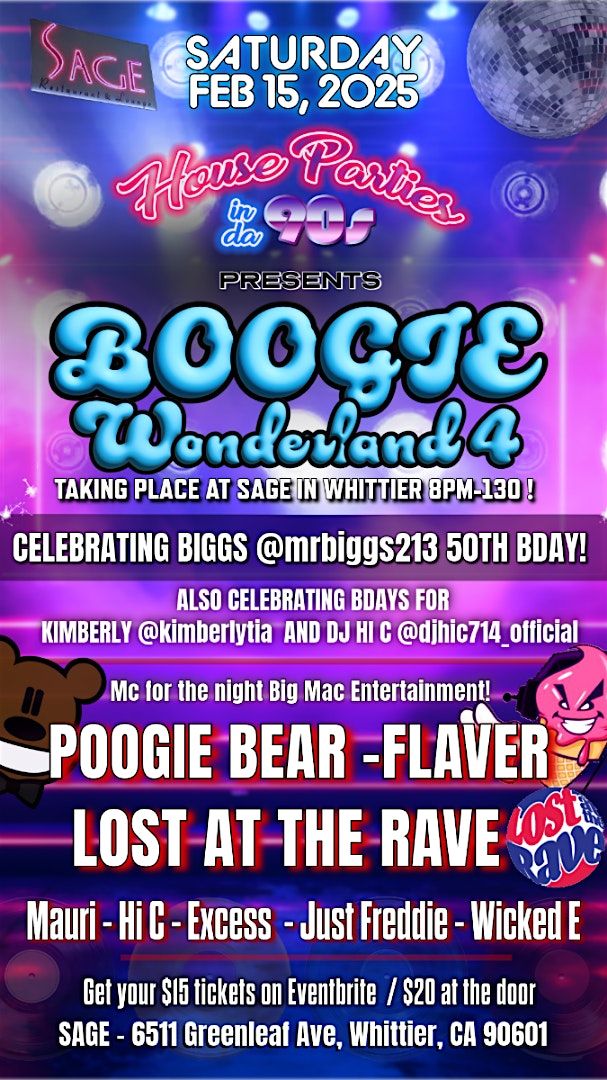 Boogie Wonderland 4. Sat Feb 15, 2025