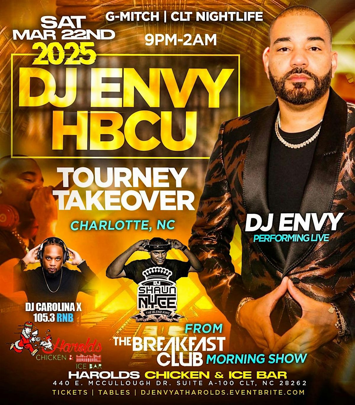 DJ ENVY HBCU TOURNEY TAKEOVER @ HAROLD'S CLT | SAT MAR 22ND | 9PM-2AM